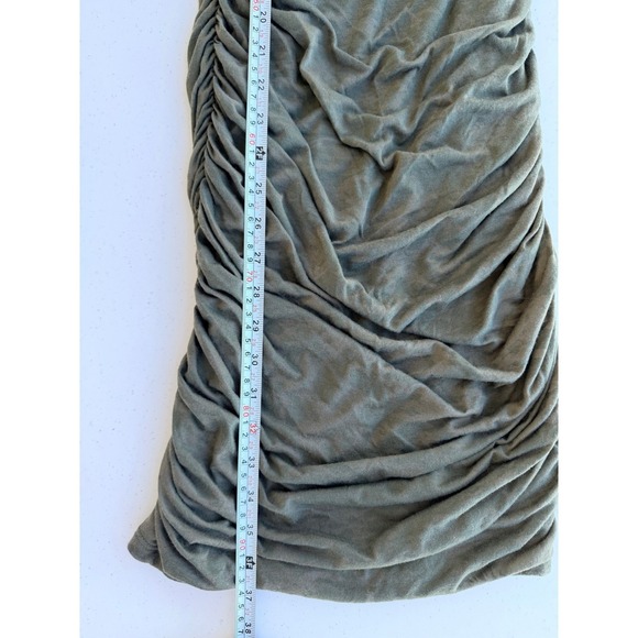 INC Ruched Camo Dress M Utility Chic Olive Green Beaded Cowl Neck Midi Dress - Picture 7 of 8